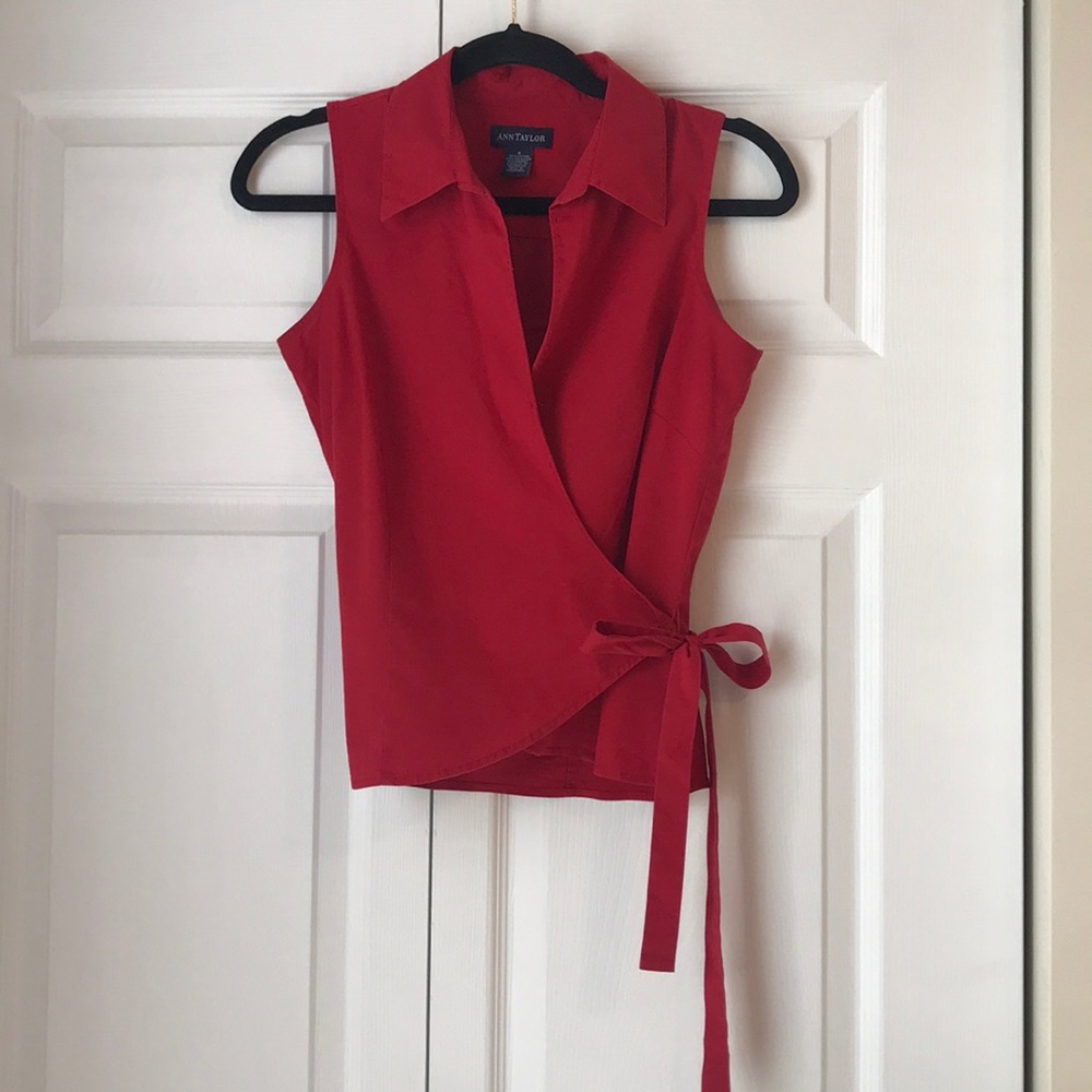 Ann Taylor red wrap tank top